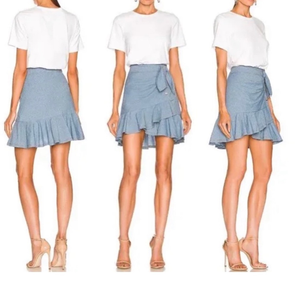 Veronica Beard Blue Ruffled Mini Skirt